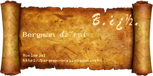 Bergman Örsi névjegykártya